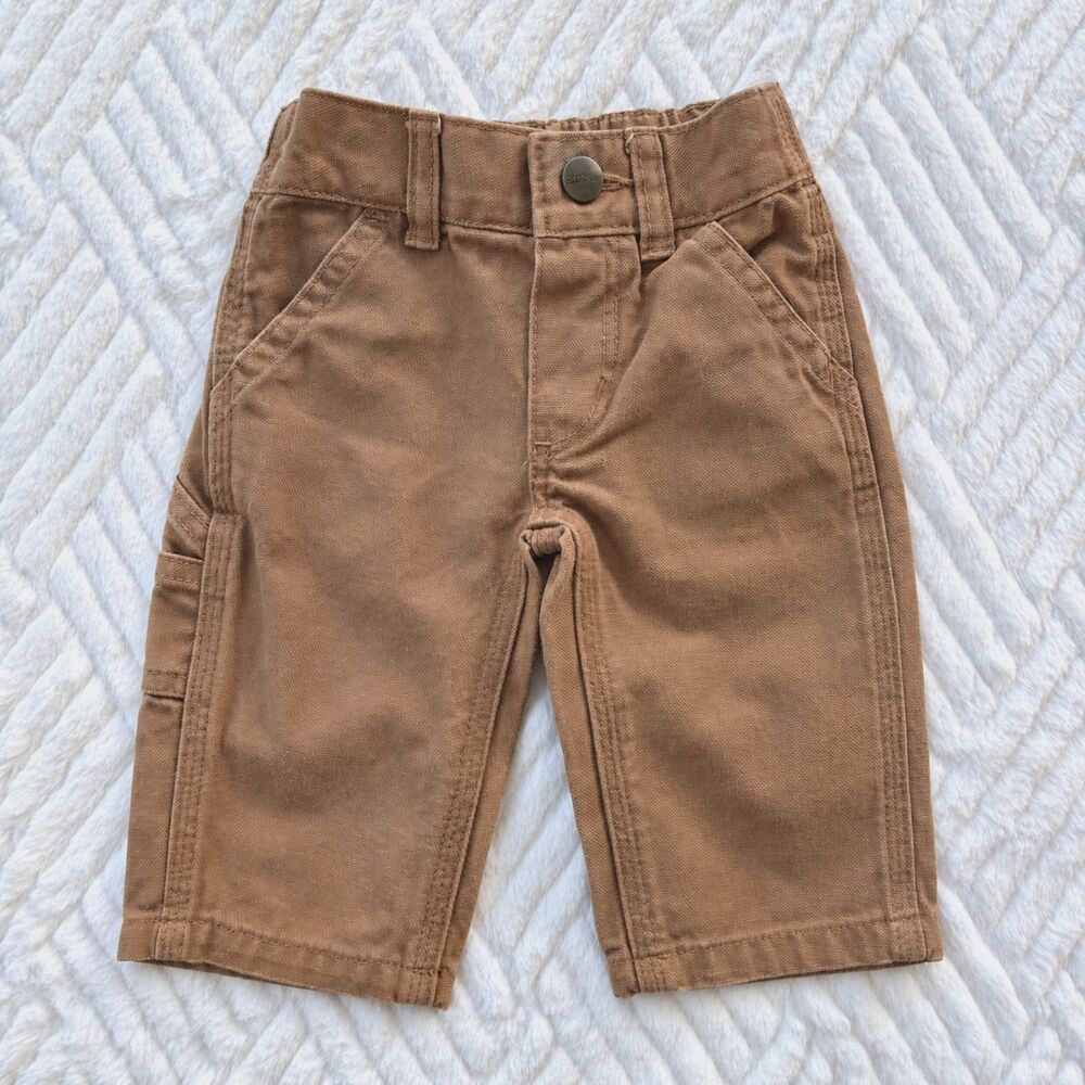 Carhartt Baby 3M Brown Canvas Dungaree Pants Utility Workwear Boys Toddler Kids